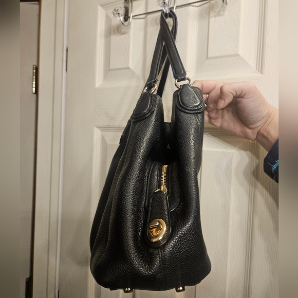 Coach edie black leather handbag shoulderbag purse - Picture 3 of 16